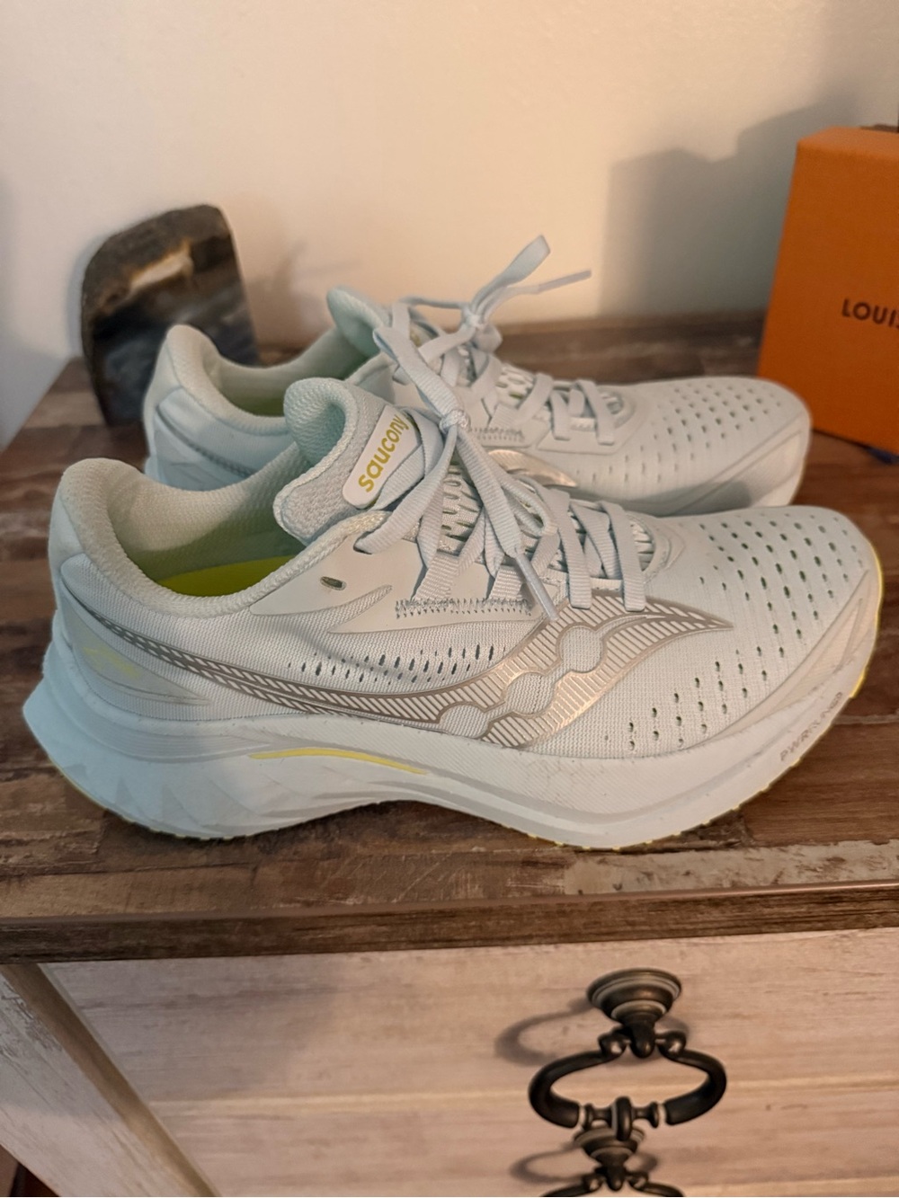 Saucony Women's Ice Blue and Yellow Athletic Running Shoes